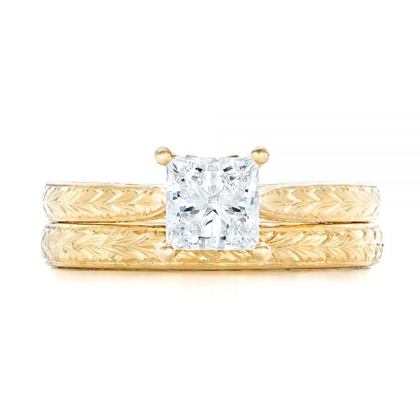 14k Yellow Gold Custom Solitaire Diamond Engagement Ring - Top View -  102605