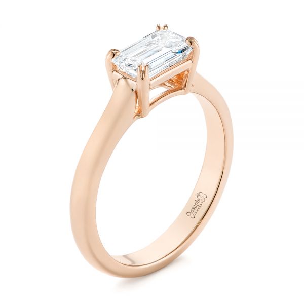 18k Rose Gold 18k Rose Gold Custom Solitaire Engagement Ring - Three-Quarter View -  104066