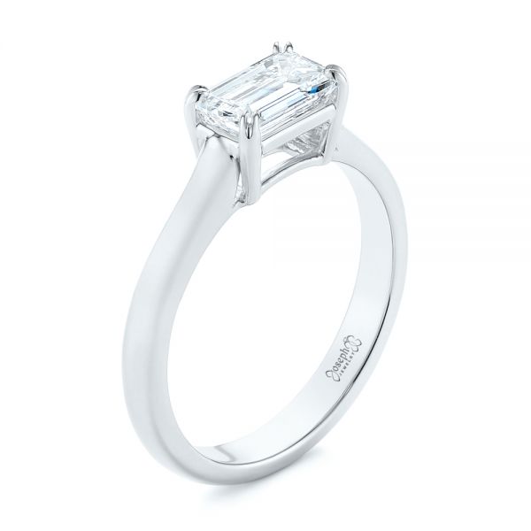 14k White Gold 14k White Gold Custom Solitaire Engagement Ring - Three-Quarter View -  104066