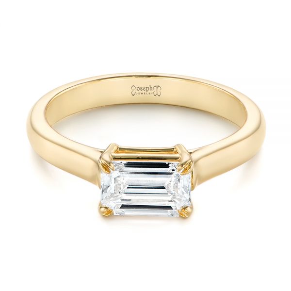 18k Yellow Gold Custom Solitaire Engagement Ring - Flat View -  104066