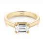 18k Yellow Gold Custom Solitaire Engagement Ring - Flat View -  104066 - Thumbnail