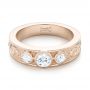 18k Rose Gold 18k Rose Gold Custom Three Stone Diamond Engagement Ring - Flat View -  103520 - Thumbnail