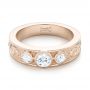 14k Rose Gold 14k Rose Gold Custom Three Stone Diamond Engagement Ring - Flat View -  103520 - Thumbnail