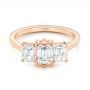 14k Rose Gold 14k Rose Gold Custom Three Stone Diamond Engagement Ring - Flat View -  104058 - Thumbnail