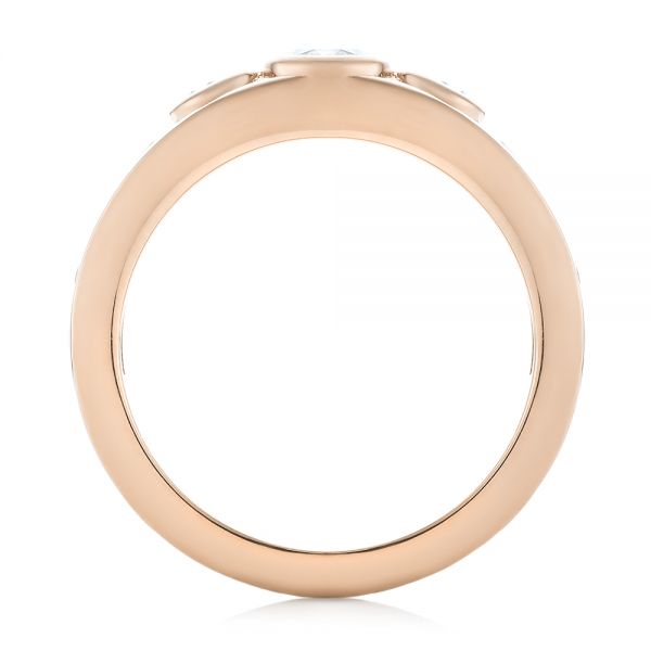 18k Rose Gold 18k Rose Gold Custom Three Stone Diamond Engagement Ring - Front View -  103520