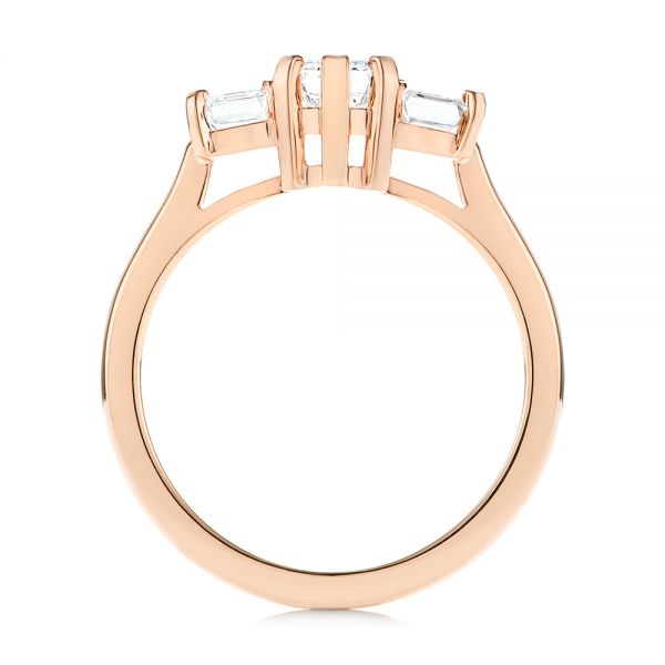 18k Rose Gold 18k Rose Gold Custom Three Stone Diamond Engagement Ring - Front View -  104058