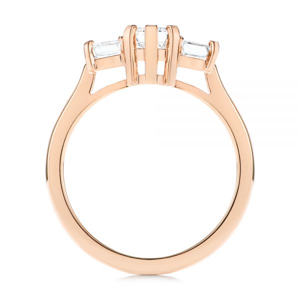 14k Rose Gold 14k Rose Gold Custom Three Stone Diamond Engagement Ring - Front View - 104058