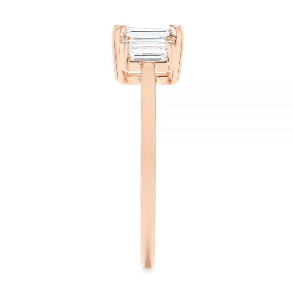 14k Rose Gold 14k Rose Gold Custom Three Stone Diamond Engagement Ring - Side View - 104058