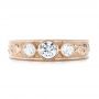 18k Rose Gold 18k Rose Gold Custom Three Stone Diamond Engagement Ring - Top View -  103520 - Thumbnail