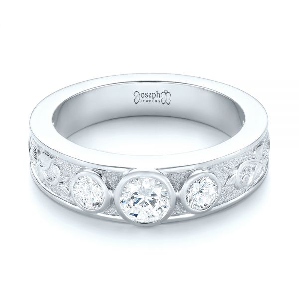 Platinum Platinum Custom Three Stone Diamond Engagement Ring - Flat View - 103520