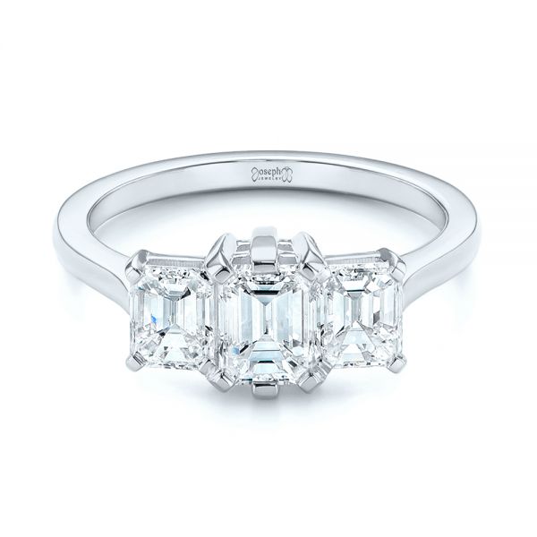 14k White Gold 14k White Gold Custom Three Stone Diamond Engagement Ring - Flat View -  104058