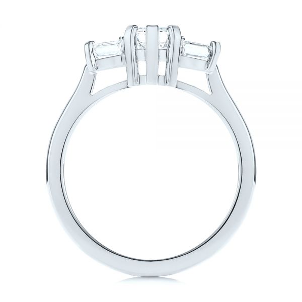 14k White Gold 14k White Gold Custom Three Stone Diamond Engagement Ring - Front View -  104058
