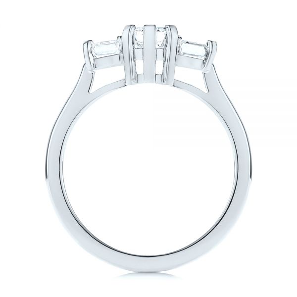 Platinum Platinum Custom Three Stone Diamond Engagement Ring - Front View - 104058