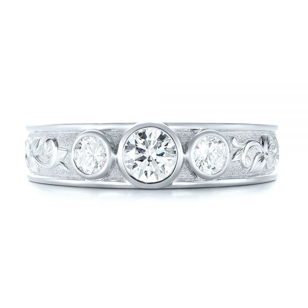 18k White Gold 18k White Gold Custom Three Stone Diamond Engagement Ring - Top View -  103520
