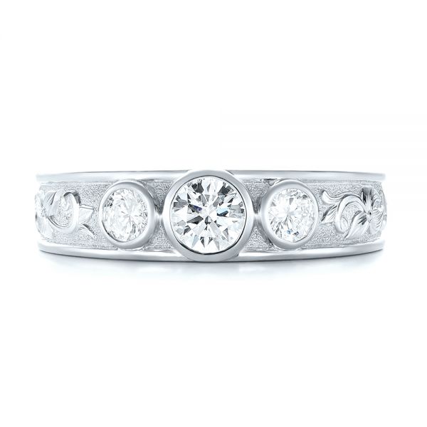 Platinum Platinum Custom Three Stone Diamond Engagement Ring - Top View - 103520