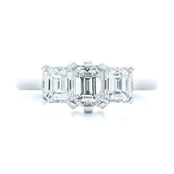 18k White Gold 18k White Gold Custom Three Stone Diamond Engagement Ring - Top View -  104058