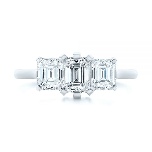Platinum Platinum Custom Three Stone Diamond Engagement Ring - Top View - 104058