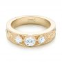 14k Yellow Gold Custom Three Stone Diamond Engagement Ring - Flat View -  103520 - Thumbnail