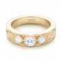 14k Yellow Gold Custom Three Stone Diamond Engagement Ring - Flat View -  103520 - Thumbnail