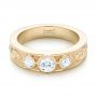 18k Yellow Gold 18k Yellow Gold Custom Three Stone Diamond Engagement Ring - Flat View -  103520 - Thumbnail