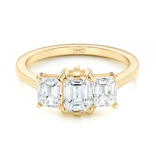 18k Yellow Gold 18k Yellow Gold Custom Three Stone Diamond Engagement Ring - Flat View -  104058