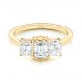 14k Yellow Gold Custom Three Stone Diamond Engagement Ring - Flat View -  104058 - Thumbnail