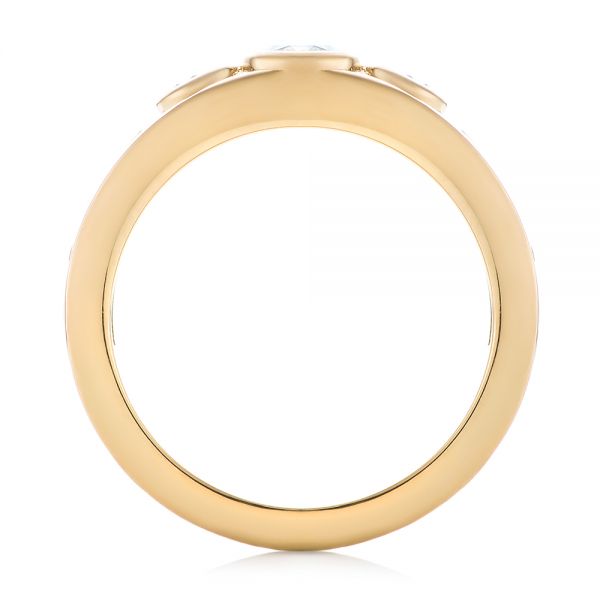 14k Yellow Gold Custom Three Stone Diamond Engagement Ring - Front View -  103520