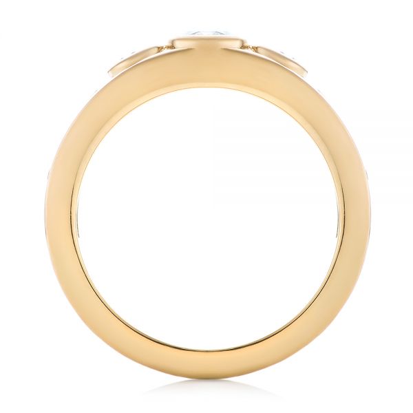 14k Yellow Gold Custom Three Stone Diamond Engagement Ring - Front View -  103520