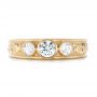 14k Yellow Gold Custom Three Stone Diamond Engagement Ring - Top View -  103520 - Thumbnail