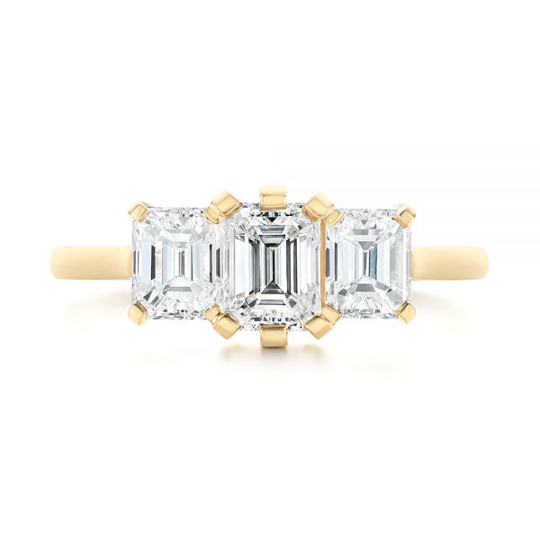 18k Yellow Gold 18k Yellow Gold Custom Three Stone Diamond Engagement Ring - Top View -  104058