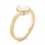 14k Yellow Gold Custom White Jade Solitaire Engagement Ring - Three-Quarter View -  103619 - Thumbnail