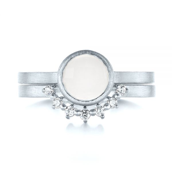 18k White Gold 18k White Gold Custom White Jade Solitaire Engagement Ring - Top View -  103619