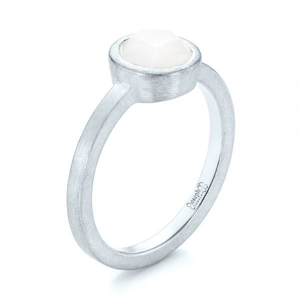 14k White Gold Custom White Jade Solitaire Engagement Ring 103619 Seattle Bellevue Joseph Jewelry