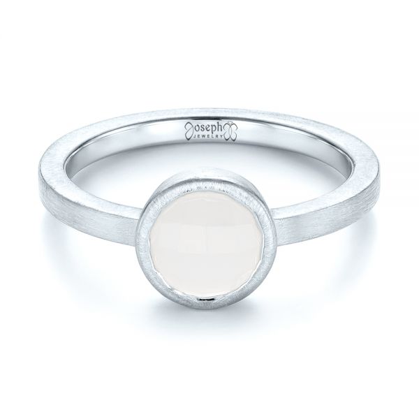  Platinum Platinum Custom White Jade Solitaire Engagement Ring - Flat View -  103619