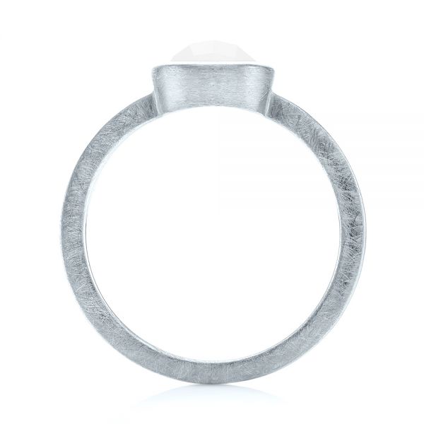 14k White Gold 14k White Gold Custom White Jade Solitaire Engagement Ring - Front View - 103619