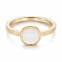 14k Yellow Gold Custom White Jade Solitaire Engagement Ring - Flat View -  103619 - Thumbnail