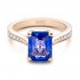 14k Rose Gold 14k Rose Gold Custom Blue Sapphire Engagement Ring - Flat View -  101388 - Thumbnail