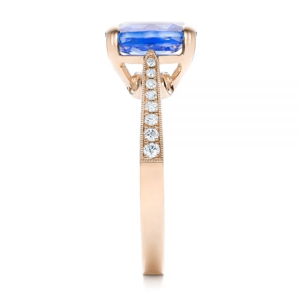 14k Rose Gold 14k Rose Gold Custom Blue Sapphire Engagement Ring - Side View -  101388