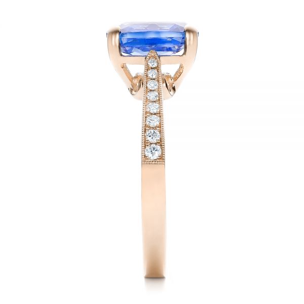 14k Rose Gold 14k Rose Gold Custom Blue Sapphire Engagement Ring - Side View - 101388