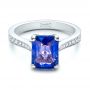 18k White Gold 18k White Gold Custom Blue Sapphire Engagement Ring - Flat View -  101388 - Thumbnail