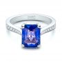  Platinum Platinum Custom Blue Sapphire Engagement Ring - Flat View -  101388 - Thumbnail