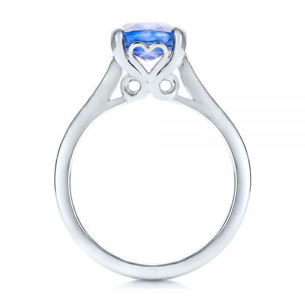 Platinum Platinum Custom Blue Sapphire Engagement Ring - Front View - 101388