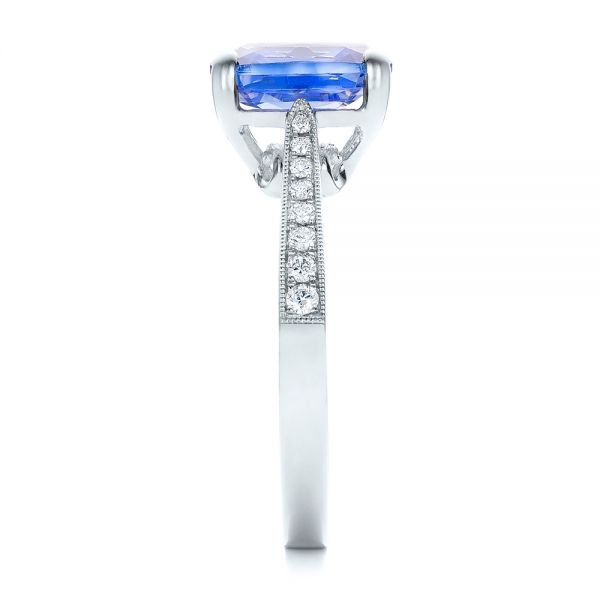Platinum Platinum Custom Blue Sapphire Engagement Ring - Side View - 101388