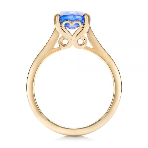 14k Yellow Gold Custom Blue Sapphire Engagement Ring - Front View -  101388