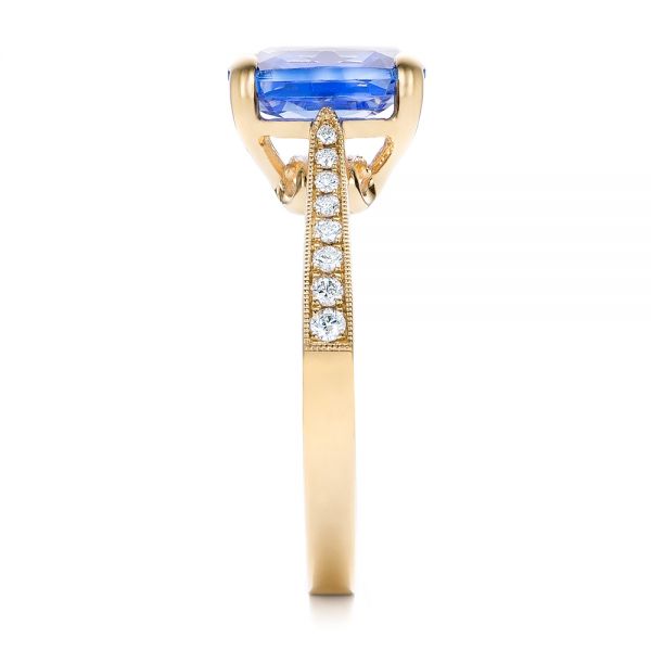14k Yellow Gold Custom Blue Sapphire Engagement Ring - Side View - 101388