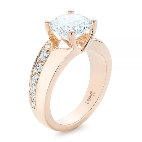 14k Rose Gold 14k Rose Gold Custom Diamond Engagement Ring - Three-Quarter View -  102283