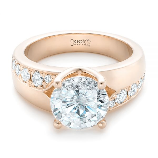 14k Rose Gold 14k Rose Gold Custom Diamond Engagement Ring - Flat View - 102283