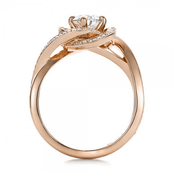 18k Rose Gold 18k Rose Gold Custom Diamond Engagement Ring - Front View -  100433