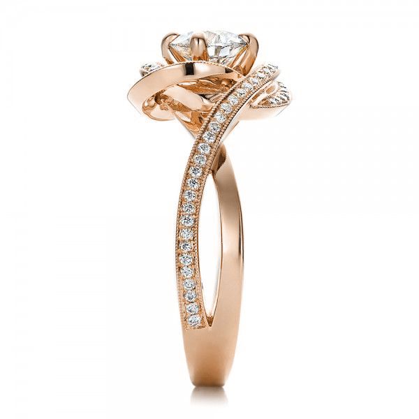 18k Rose Gold 18k Rose Gold Custom Diamond Engagement Ring - Side View -  100433
