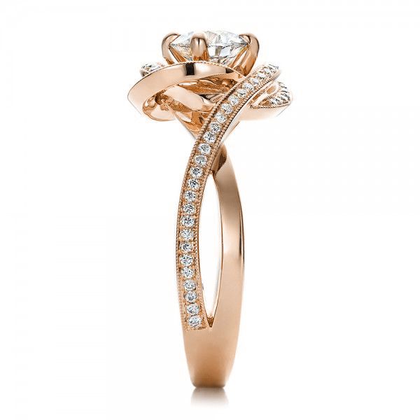 18k Rose Gold 18k Rose Gold Custom Diamond Engagement Ring - Side View - 100433